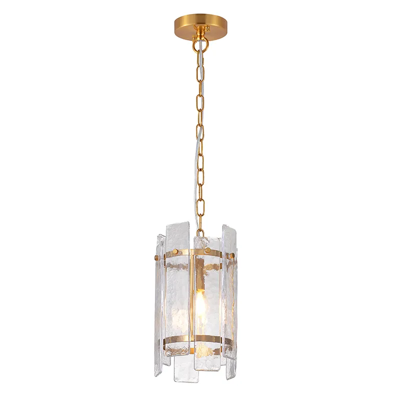 Lampă suspendată modernă cu cilindru de sticlă texturată cu 1 lumină
