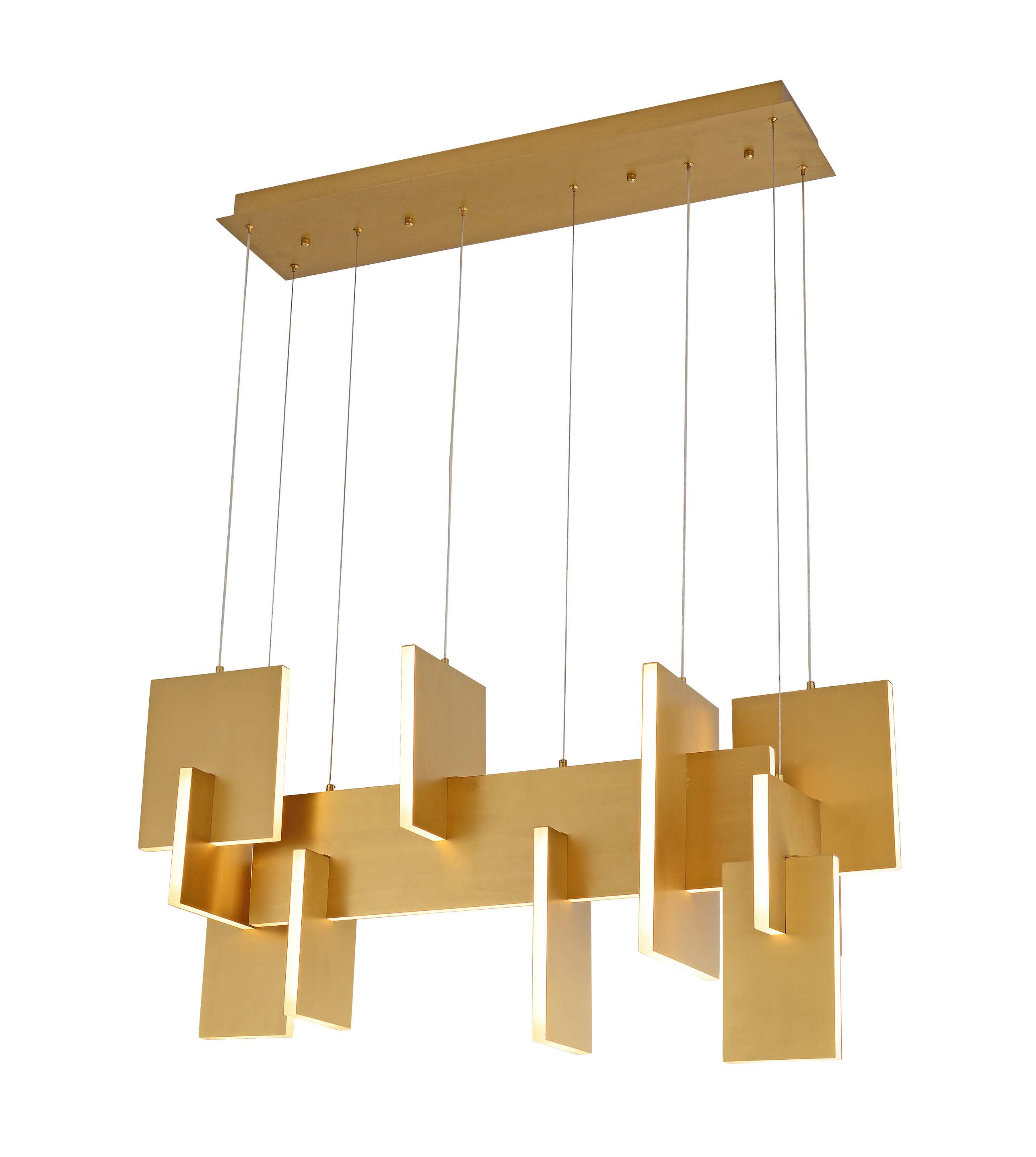 Candelabru liniar cu panou geometric auriu