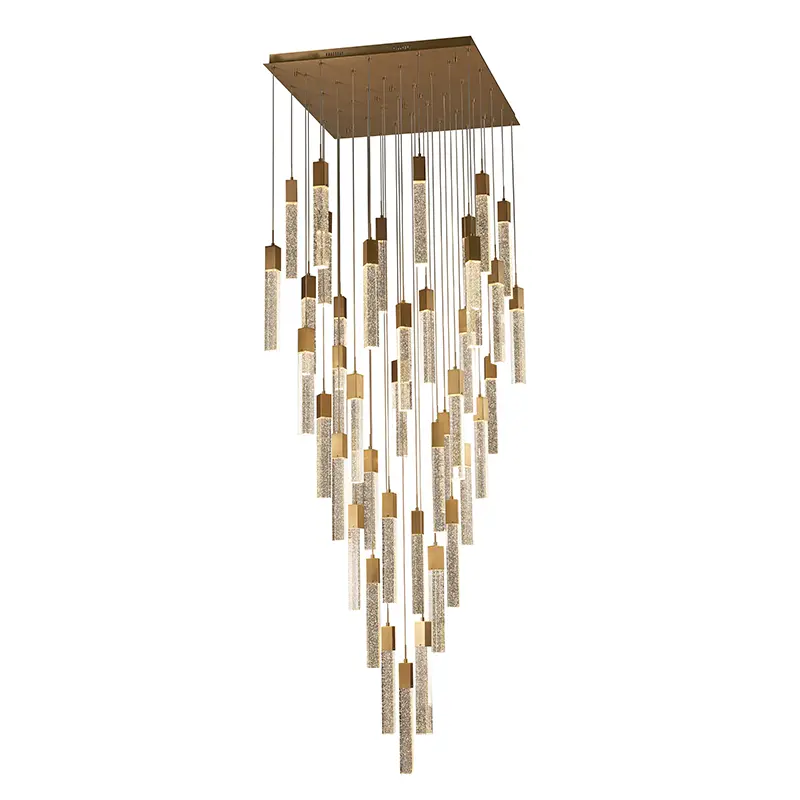 Candelabru de cristal modern auriu pentru scara