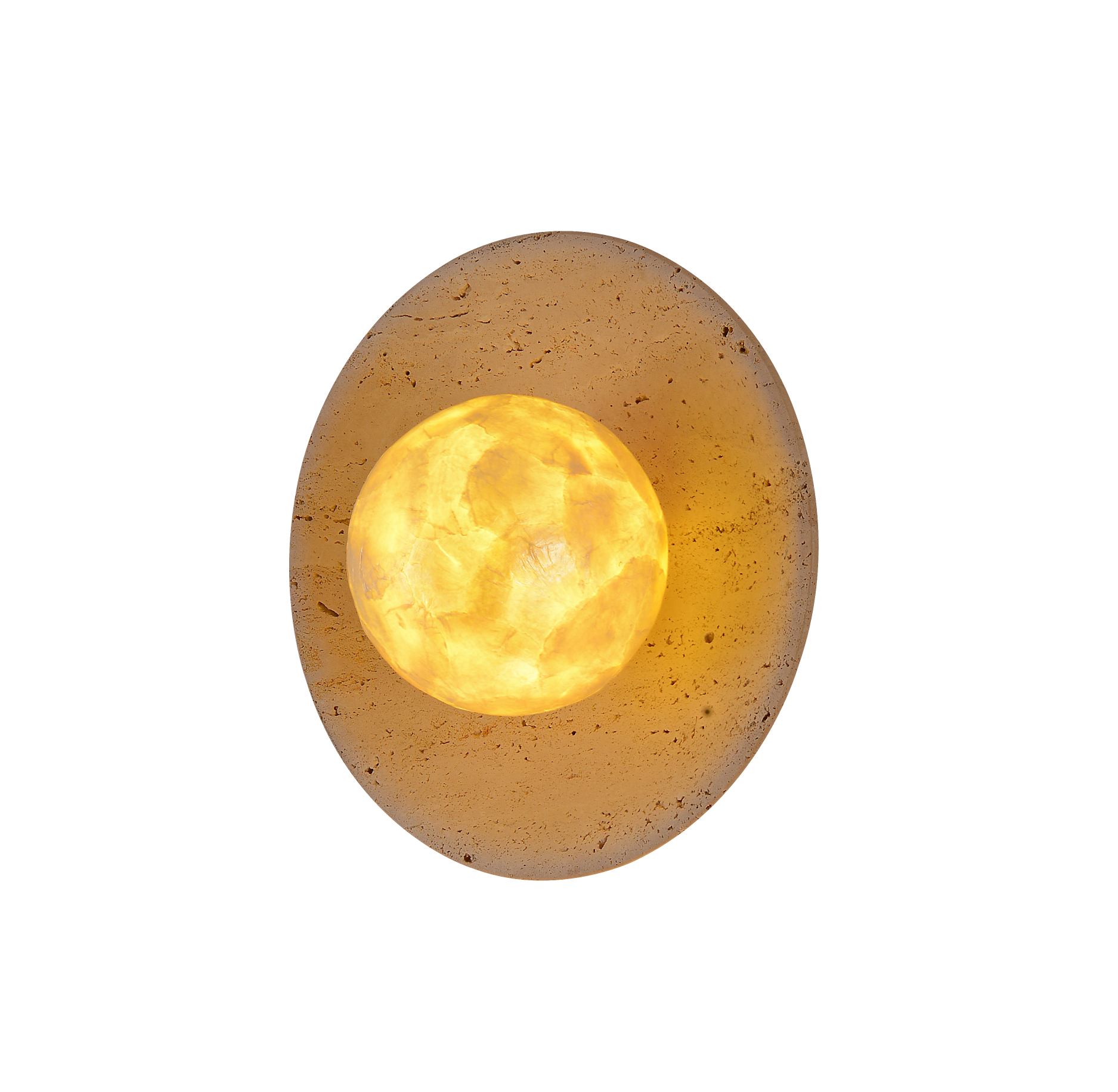 Abajur Oval Natural Travertin Baza Shell Abajur