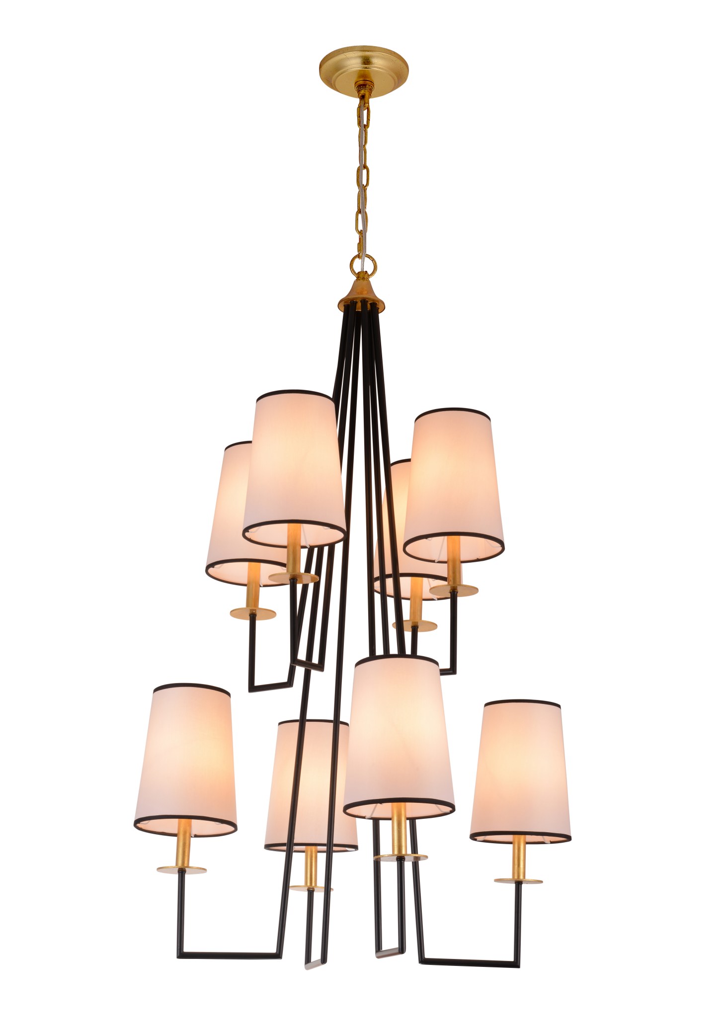 Candelabru din țesătură cu 8 lumini geometrice, negru, auriu